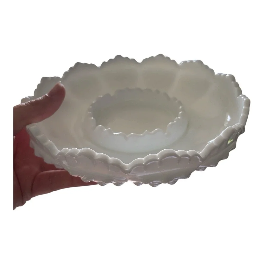 Fenton White Milk Glass Hobnail ashtray/ Candle Holder
